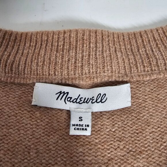 Madewell Camel Merino Wool Sweater Dress With Tie Sleeves Women's‎ Small - Picture 7 of 12